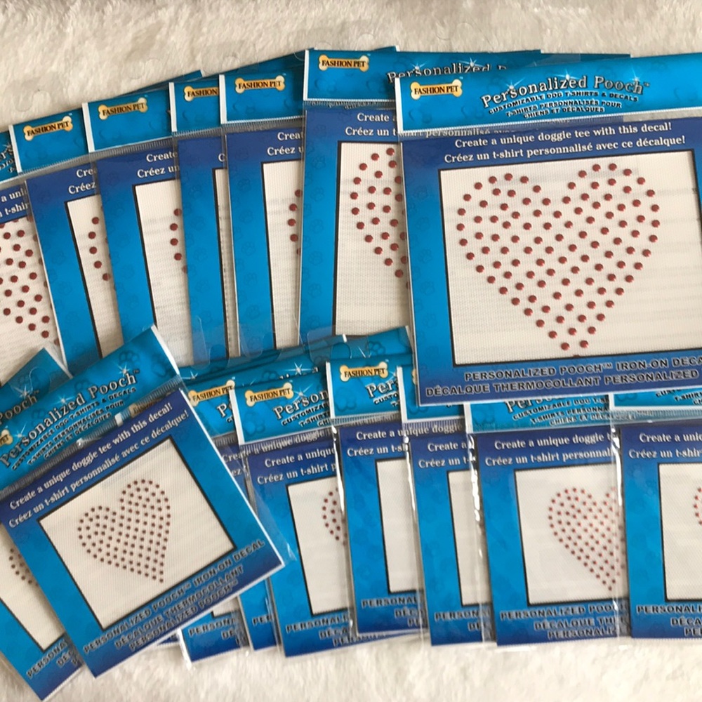 17 Red heart studs Iron on large and small